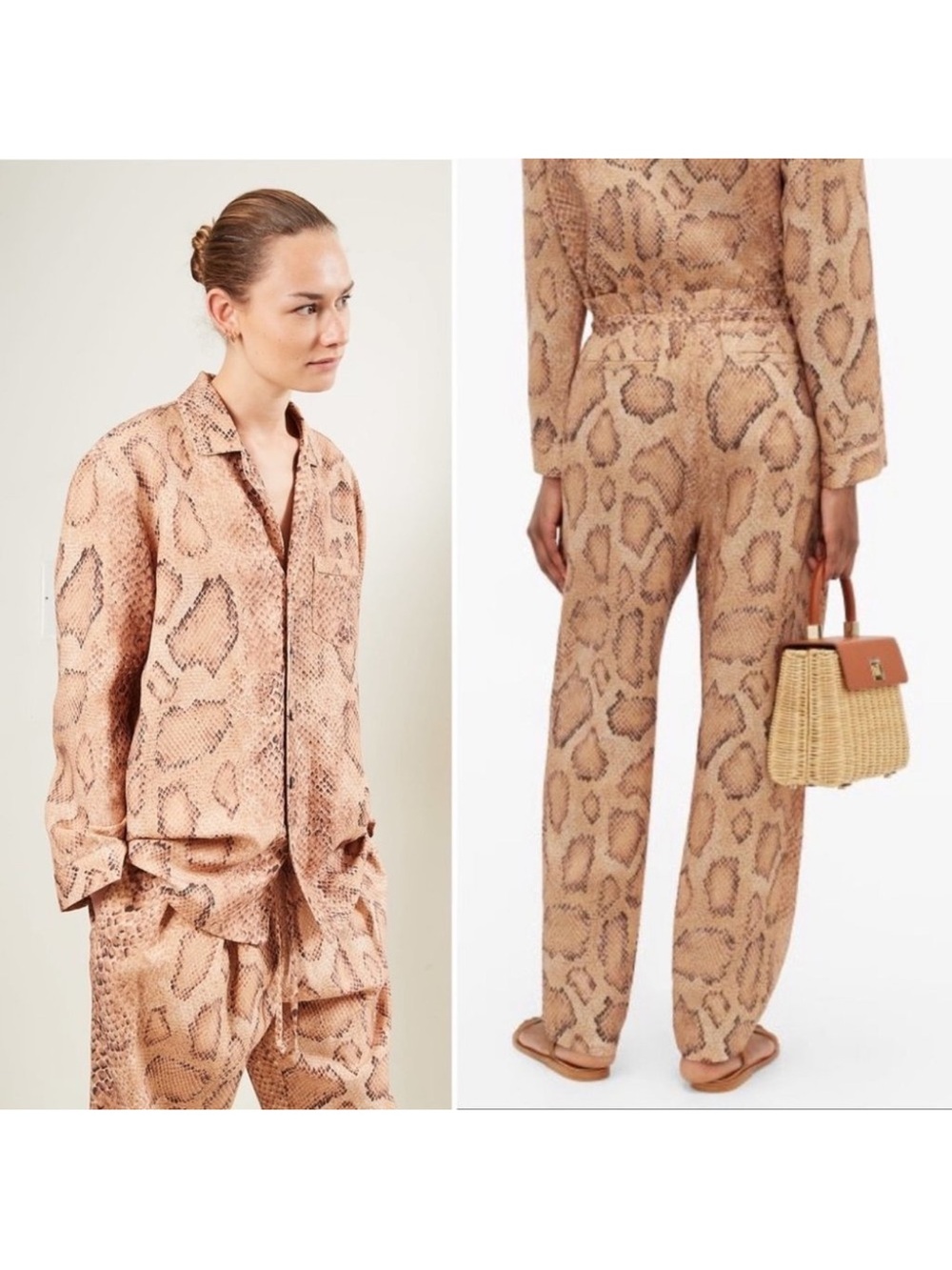 Mara Hoffman Linen Blend High Waist Valerie Pants in Snake Print M